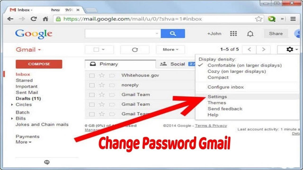 Change gmail password click