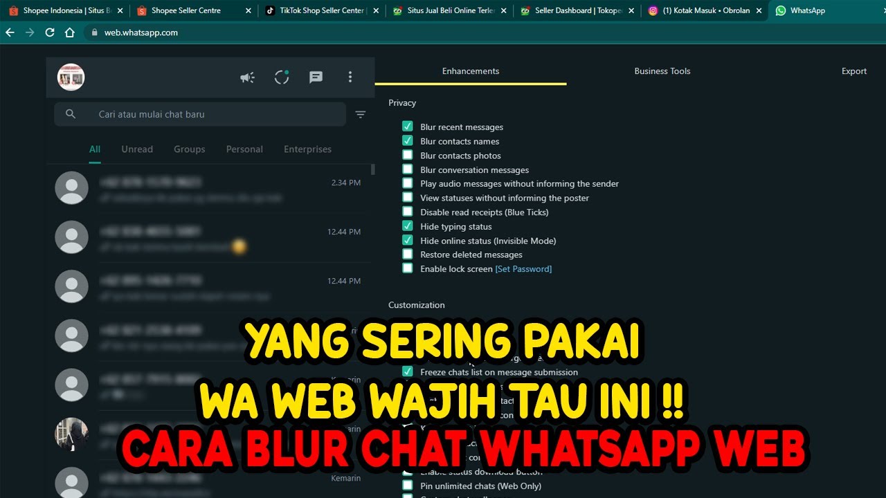 Tata Cara Membuat WhatsApp Web Blur agar Tak Diintip Orang